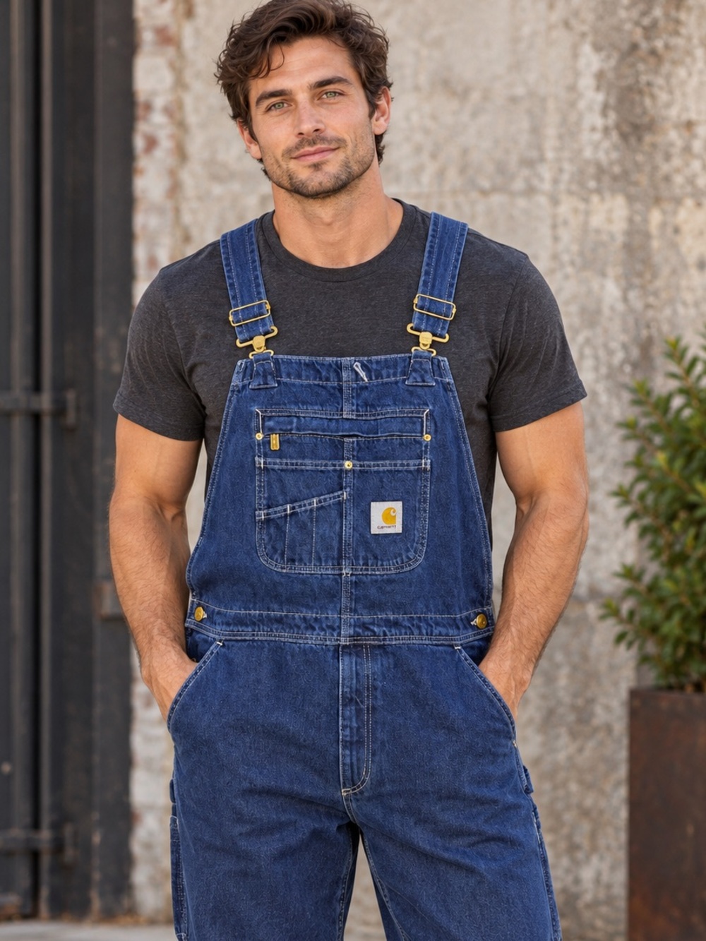 Carhartt Men’s Navy Blue Denim Bibbed Loose Fit Overalls 38x32 NWOT